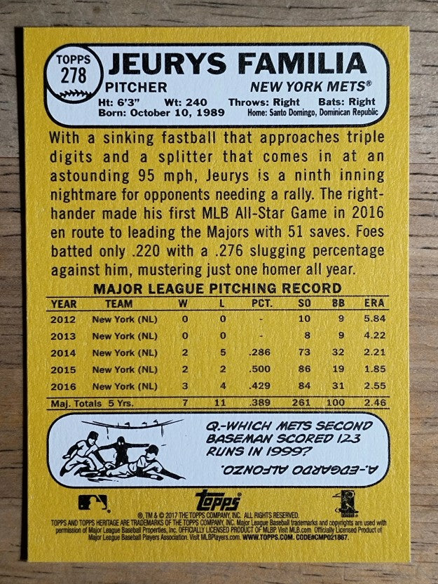 2017 Topps Heritage #278 Jeurys Familia