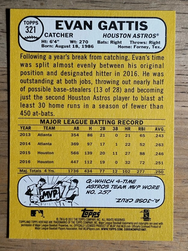 2017 Topps Heritage #321 Evan Gattis