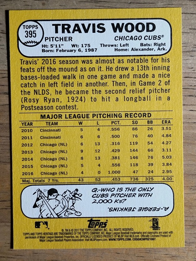 2017 Topps Heritage #395 Travis Wood