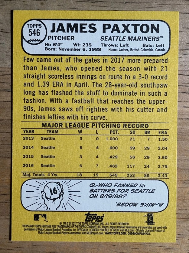 2017 Topps Heritage #546 James Paxton