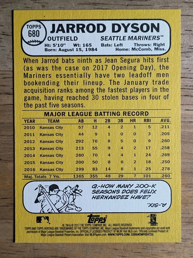 2017 Topps Heritage #680 Jarrod Dyson