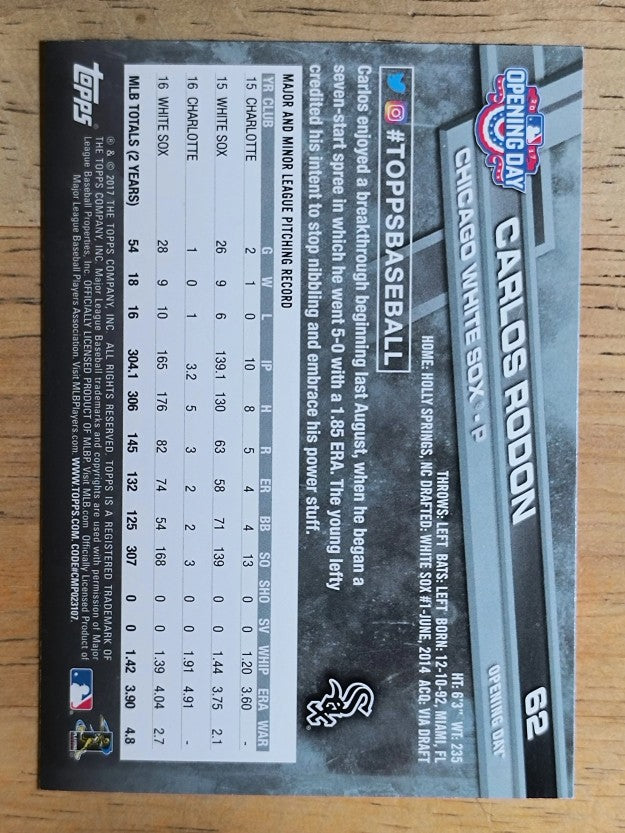2017 Topps Opening Day #62 Carlos Rodon