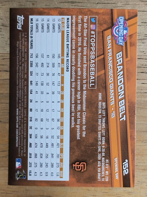 2017 Topps Opening Day #152 Brandon Belt