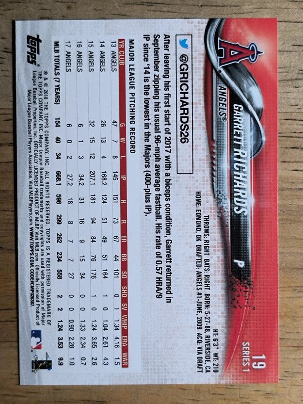 2018 Topps #19 Garrett Richards