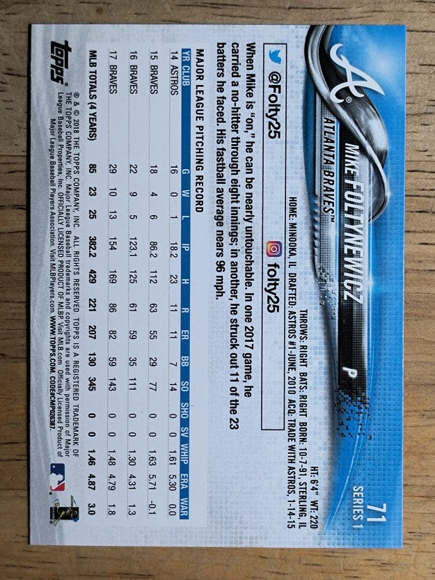 2018 Topps #71 Mike Foltynewicz