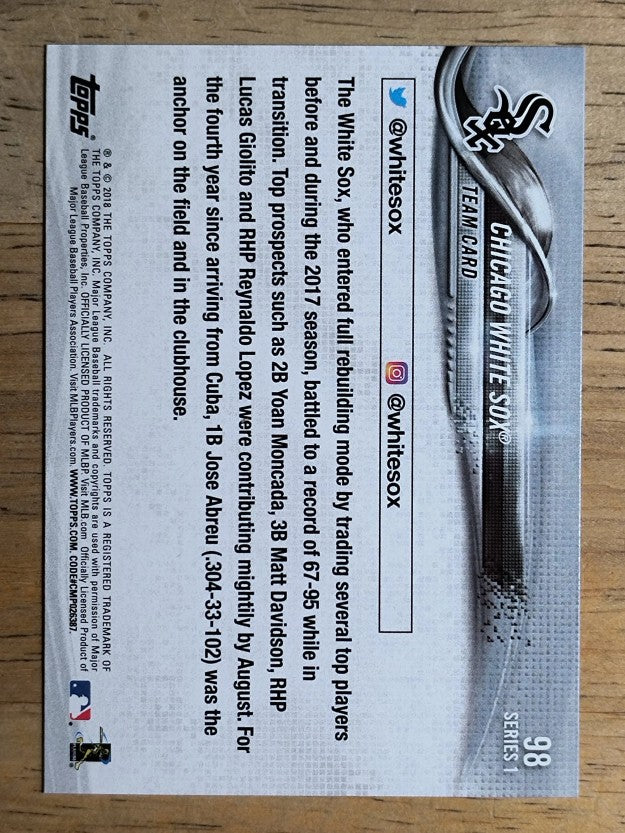 2018 Topps #98 Chicago White Sox