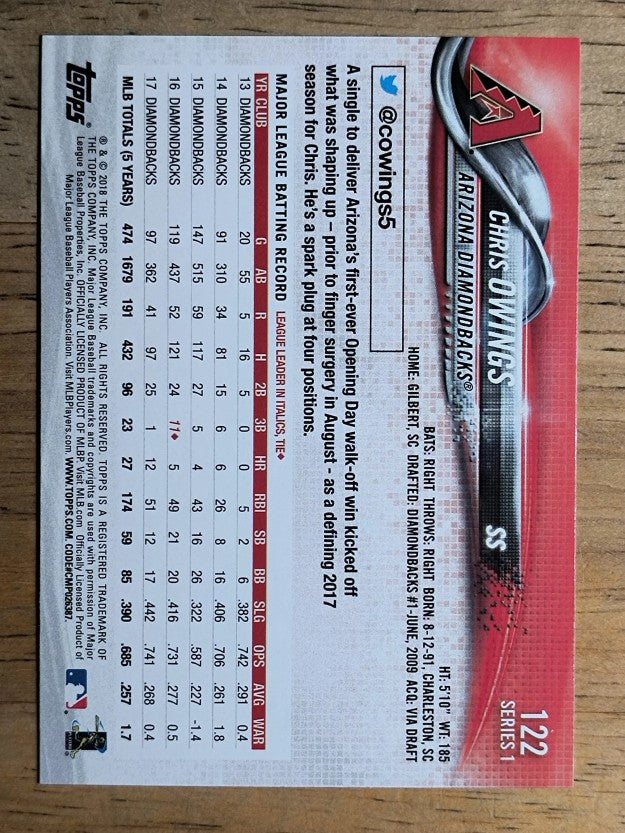 2018 Topps #122 Chris Owings