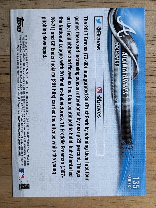 2018 Topps #135 Atlanta Braves