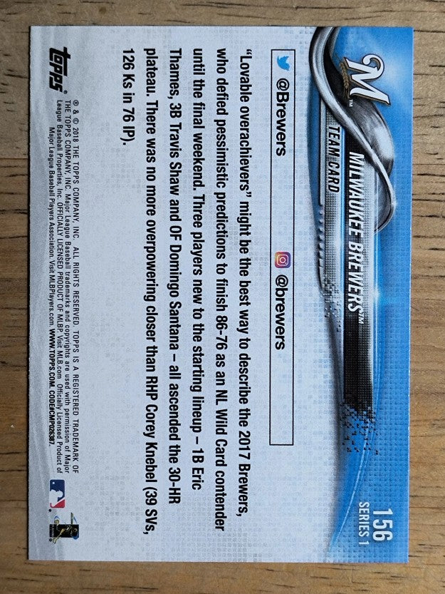 2018 Topps #156 Milwaukee Brewers