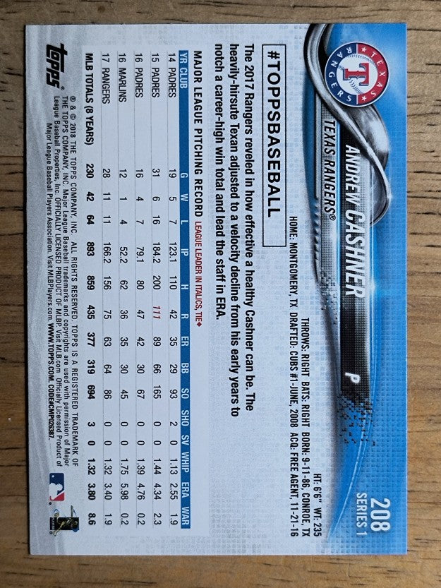 2018 Topps #208 Andrew Cashner