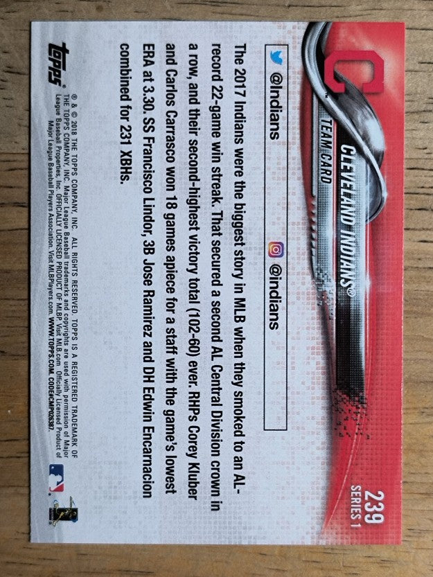 2018 Topps #239 Cleveland Indians