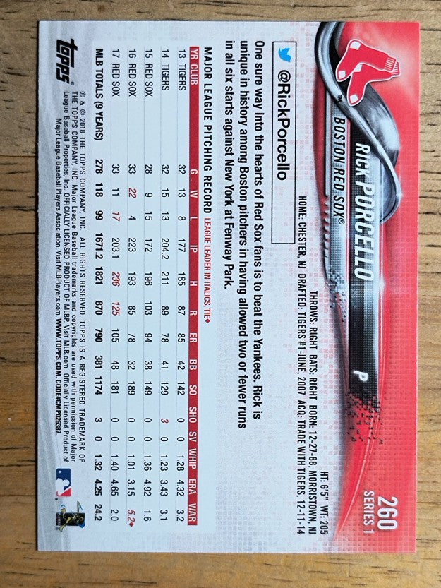 2018 Topps #260 Rick Porcello