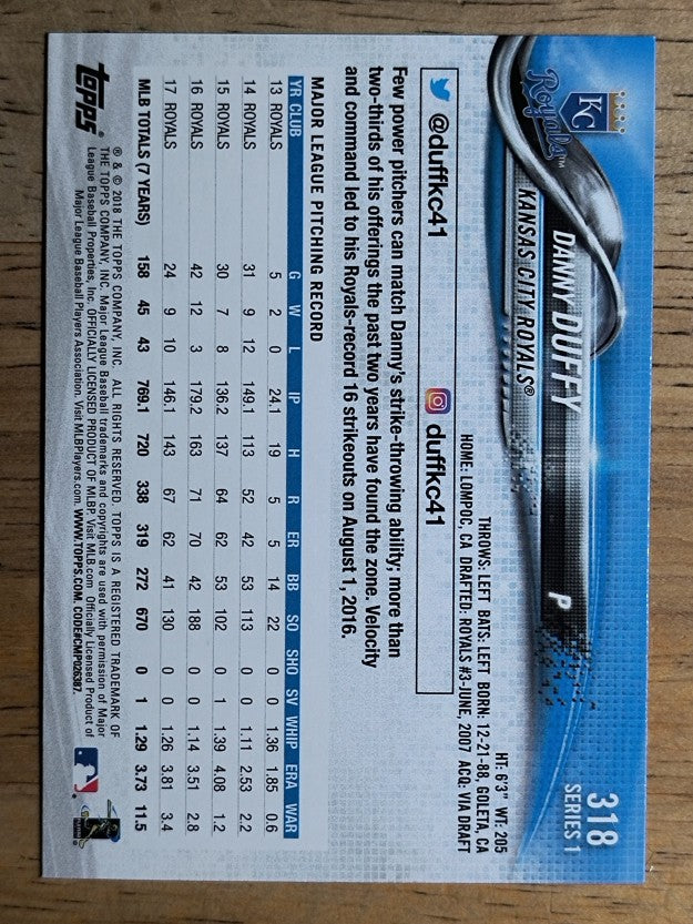 2018 Topps #318 Danny Duffy