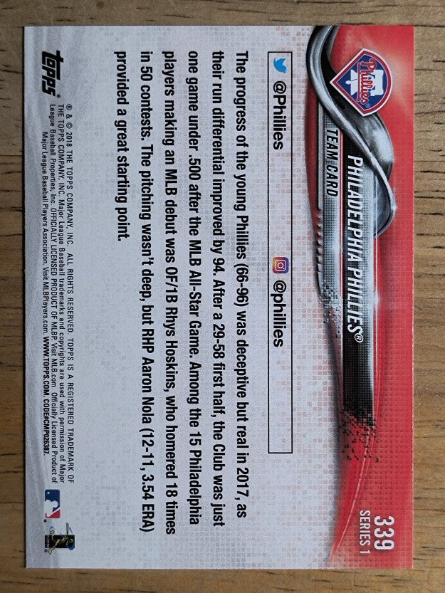 2018 Topps #339 Philadelphia Phillies