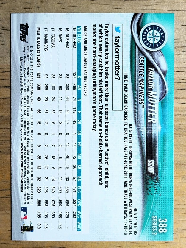 2018 Topps #388 Taylor Motter