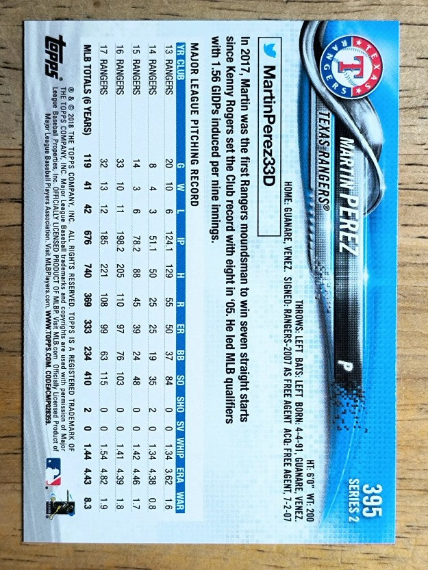2018 Topps #395 Martin Perez