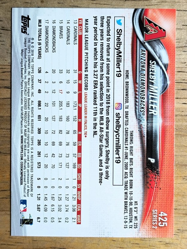 2018 Topps #425 Shelby Miller