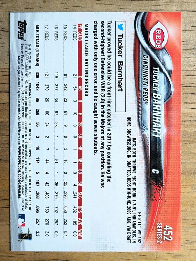2018 Topps #452 Tucker Barnhart