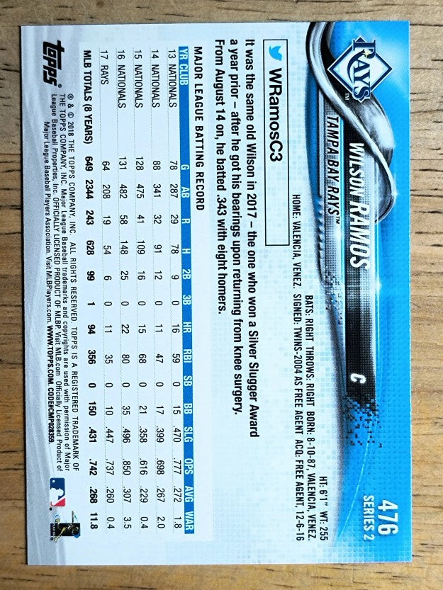 2018 Topps #476 Wilson Ramos