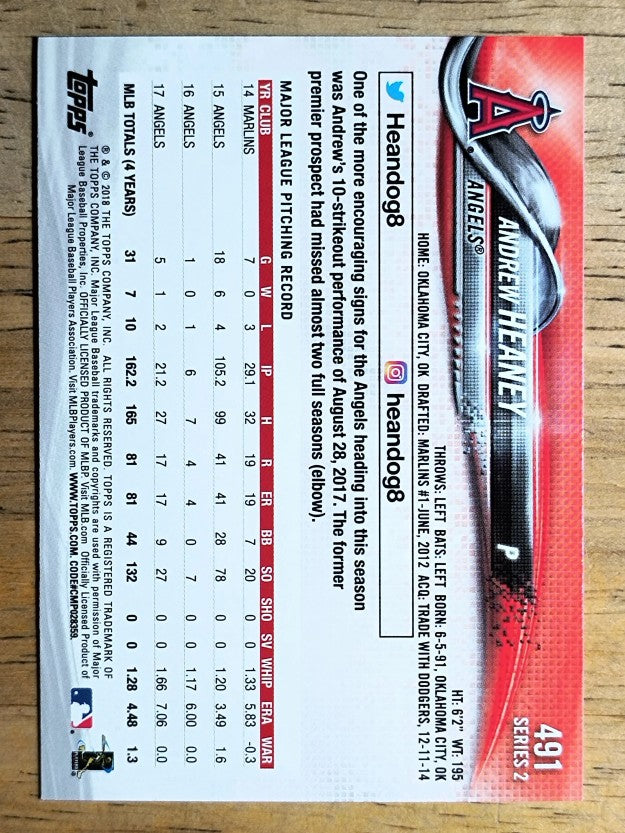 2018 Topps #491 Andrew Heaney