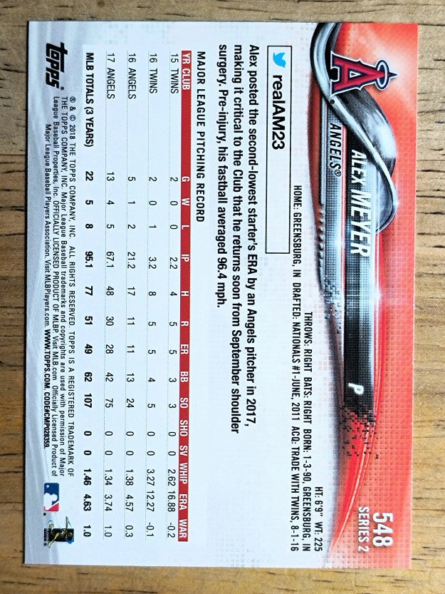 2018 Topps #548 Alex Meyer
