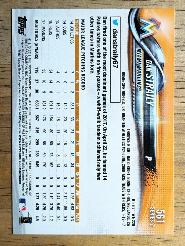 2018 Topps #561 Dan Straily