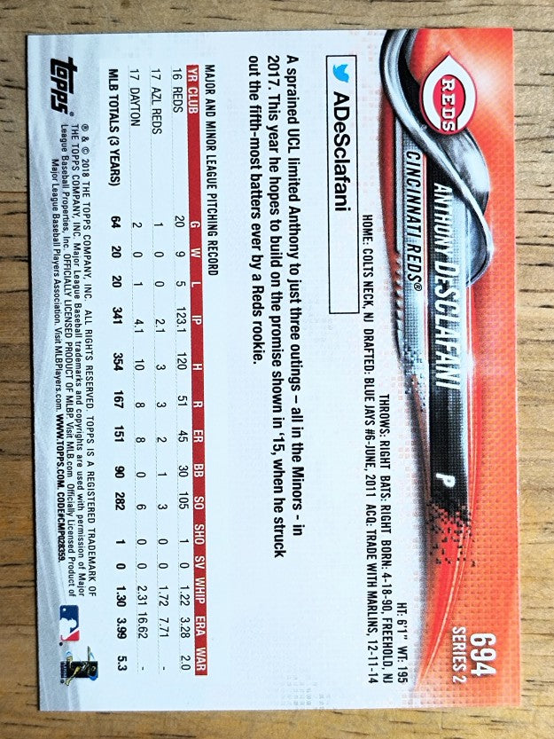 2018 Topps #694 Anthony DeSclafani