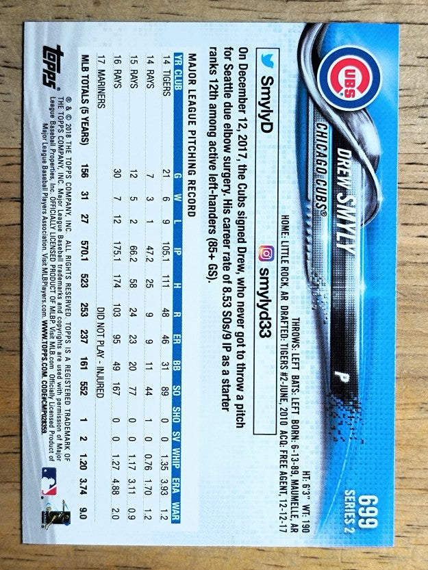 2018 Topps #699 Drew Smyly