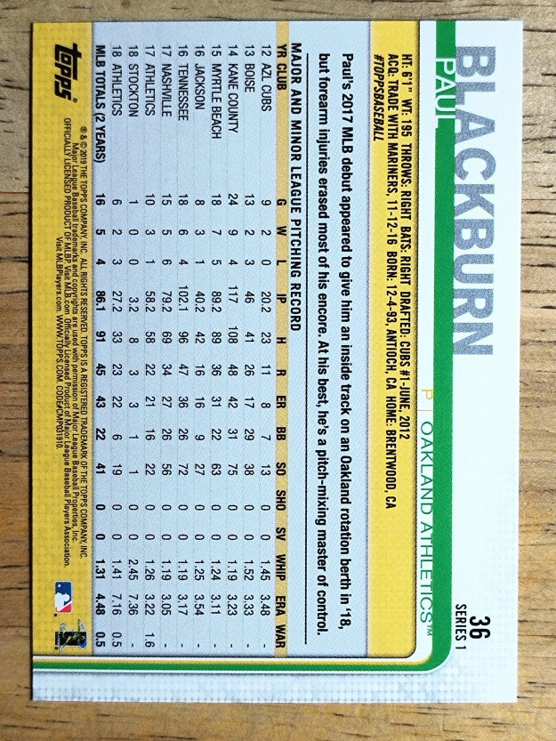 2019 Topps #36 Paul Blackburn