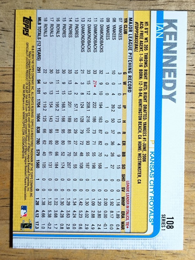 2019 Topps #108 Ian Kennedy