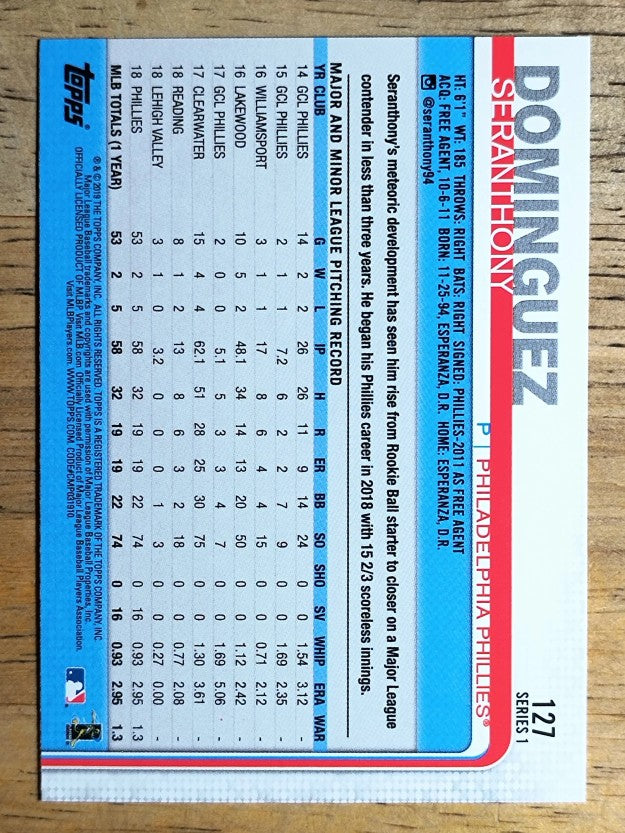 2019 Topps #127 Seranthony Dominguez