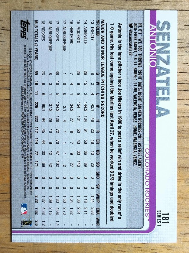 2019 Topps #181 Antonio Senzatela