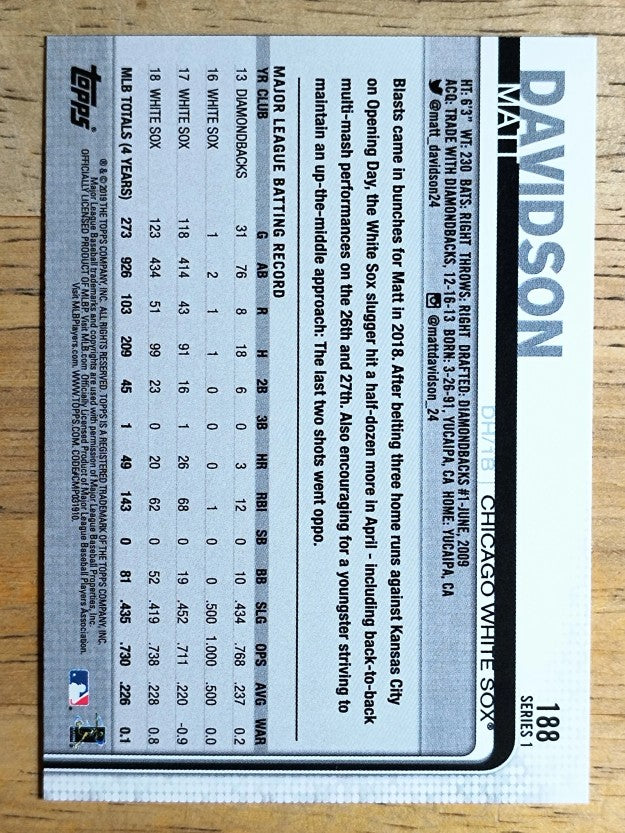 2019 Topps #188 Matt Davidson