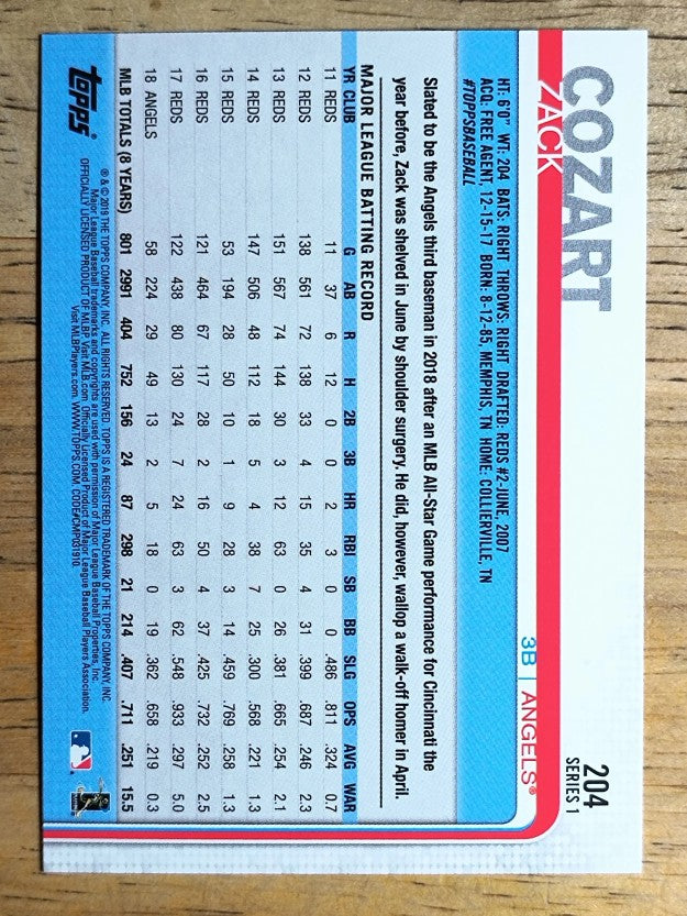 2019 Topps #204 Zack Cozart