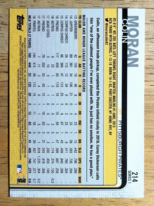 2019 Topps #214 Colin Moran