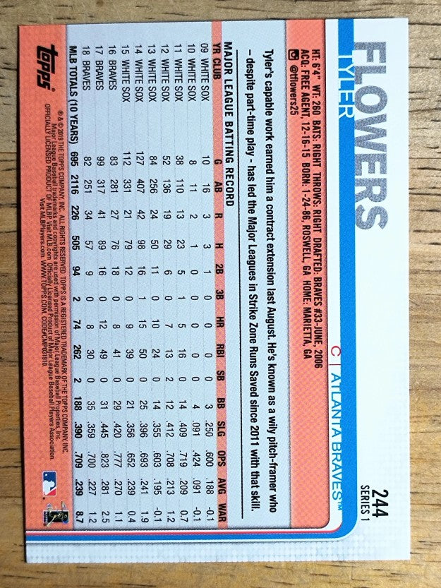 2019 Topps #244 Tyler Flowers