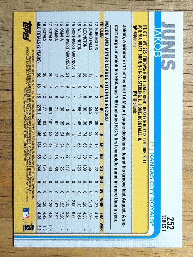 2019 Topps #252 Jakob Junis