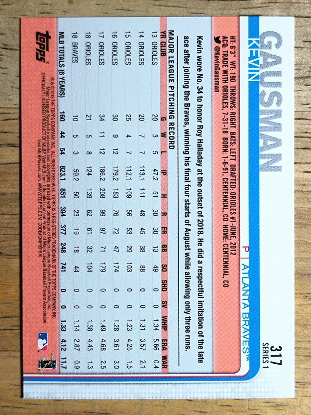 2019 Topps #317 Kevin Gausman