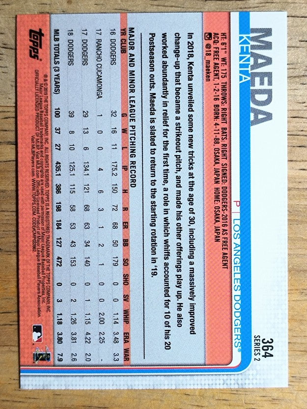 2019 Topps #364 Kenta Maeda