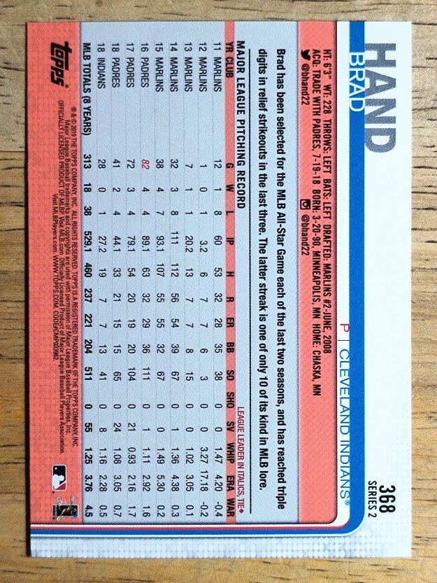 2019 Topps #368 Brad Hand