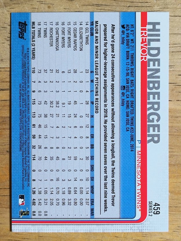 2019 Topps #459 Trevor Hildenberger