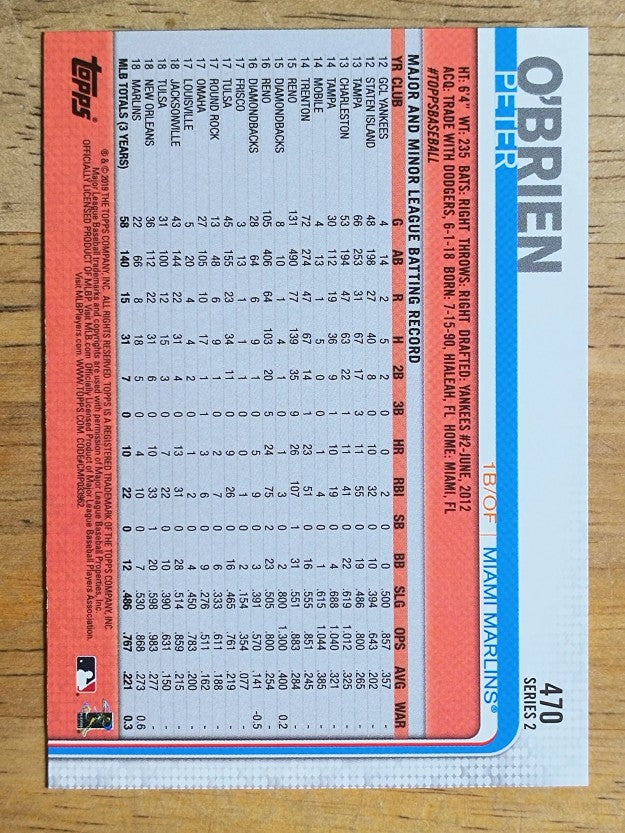 2019 Topps #470 Peter O'Brien