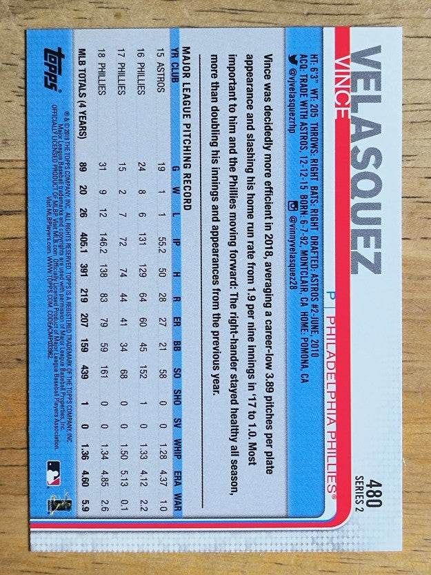 2019 Topps #480 Vince Velasquez