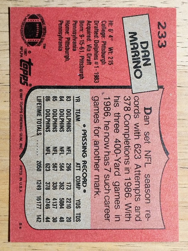 1987 Topps #233 Dan Marino AP
