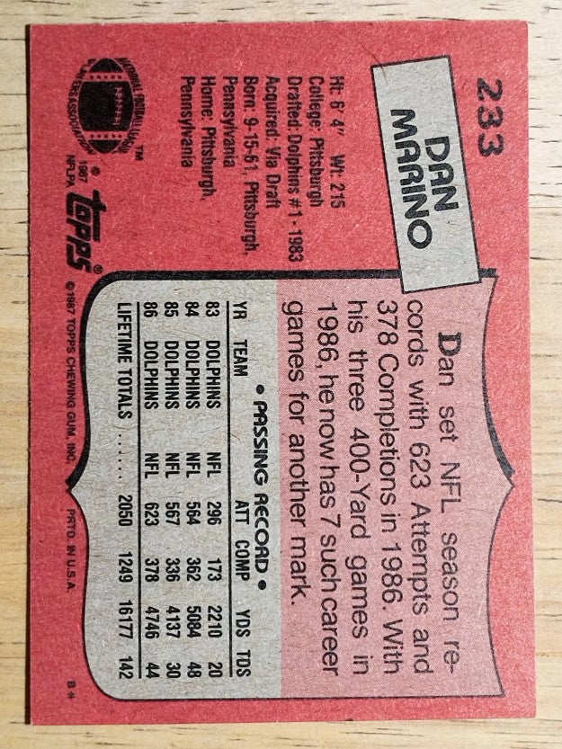 1987 Topps #233 Dan Marino AP