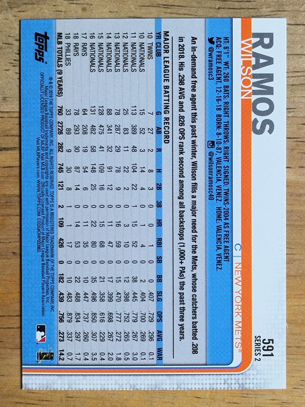 2019 Topps #591 Wilson Ramos