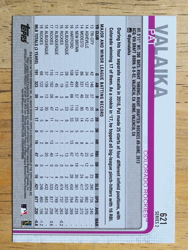 2019 Topps #621 Pat Valaika