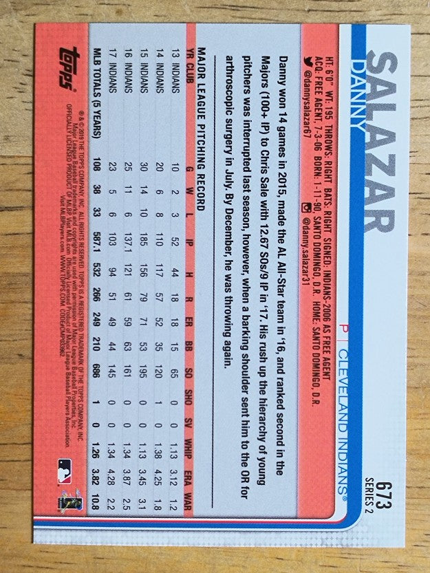 2019 Topps #673 Danny Salazar