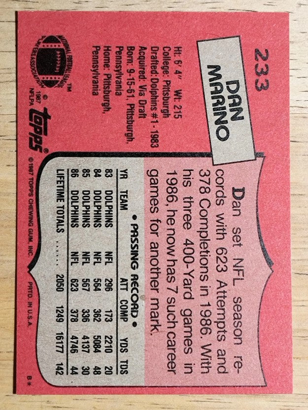 1987 Topps #233 Dan Marino AP