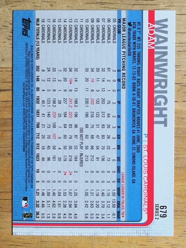 2019 Topps #679 Adam Wainwright